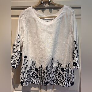 Linen Charter Club Luxury Size XL linen blouse 3/4 sleeves